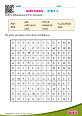 Word Search with letter a